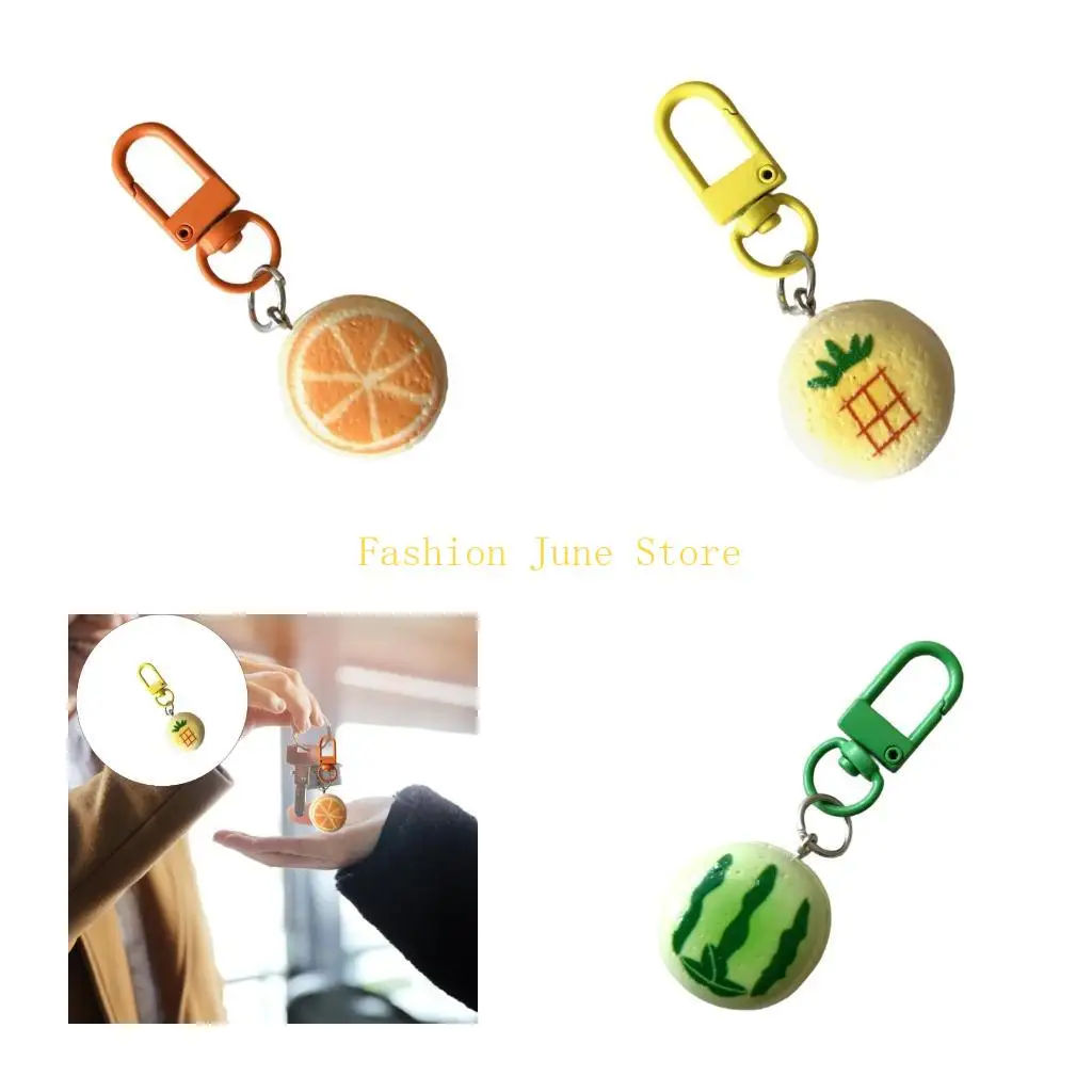N5KA Vibrant Fruit Pattern Ring User Friendly Resin Craftsmanship Keychain Car Hanging Pendant Decoration
