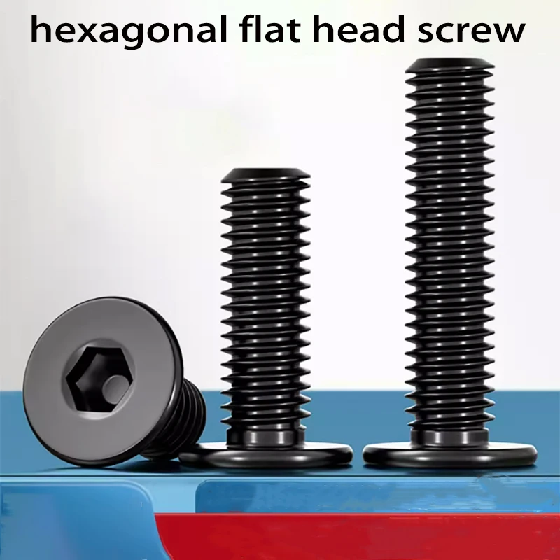 Black 304 Stainless Steel Allen Hexagon Ultrathin Head Bolt Hex Socket Ultra Thin Flat Wafer Head ScrewM2 M2.5 M3 M4 M5 M6