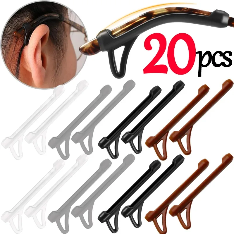 2/20pcs Anti-slip Silicone Ear Hook Grip Glasses Eyeglasses Leg Stopper Bracket Fastener Accessories Temple Tip Eyewear Holder