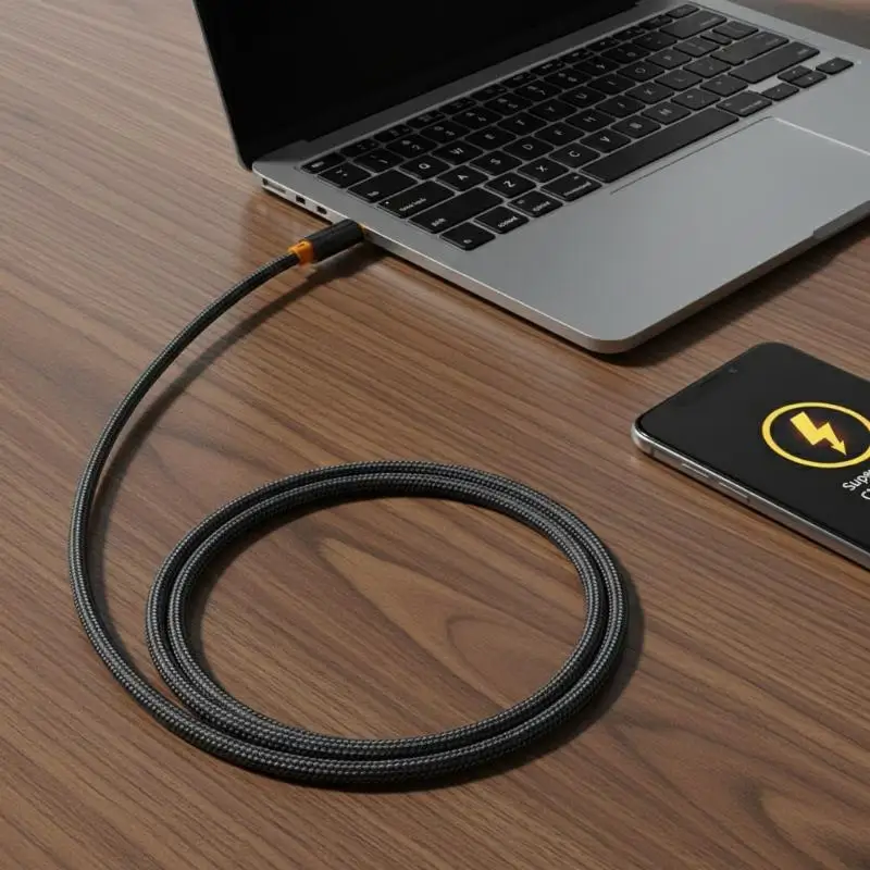 Type C Elbow Data Cable 240W USB Fast Charging 1PC Sturdy and Flexible for Tablet Mobile Game and Office Desk