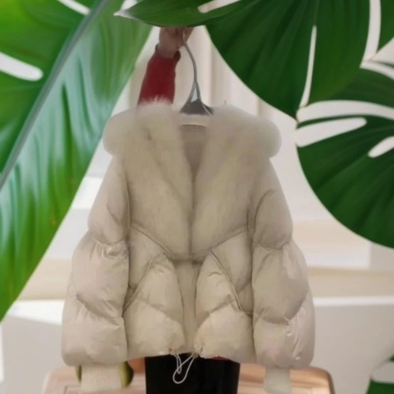 

Осень-зима, новая корейская версия, ветрозащитный рукав, большой меховой воротник, свободная утолщенная теплая модная однотонная хлопковая одежда