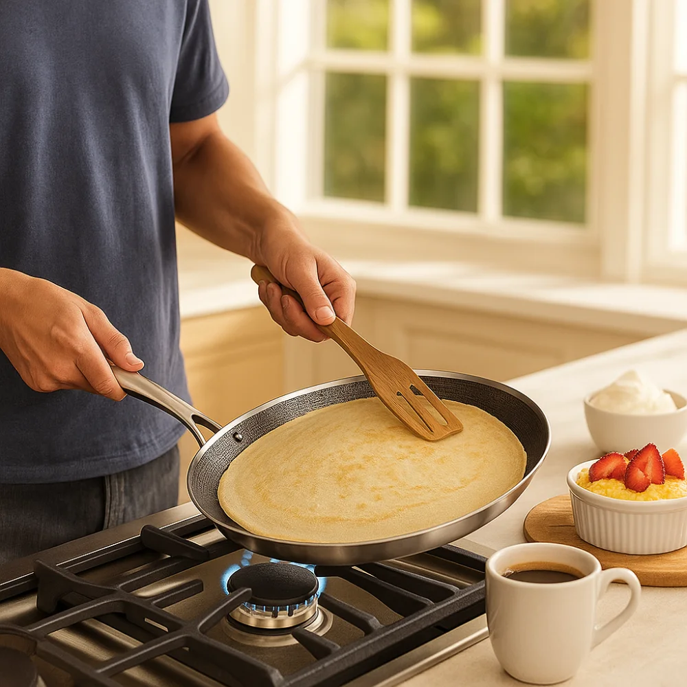 

Stainless Steel Crepe Pan 26/28cm Honeycomb Coating Frying Pan Pizza Tray Kitchen Cookware Non-Stick Pancake Egg Pan All Stoves