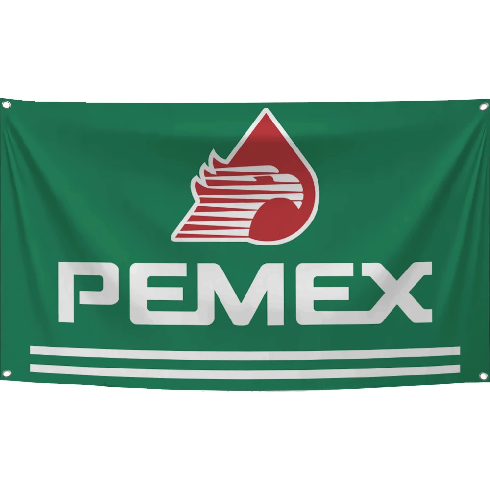 Bandera de Pemex de 3x5 pies, poliéster, impresa digitalmente, para decoración.