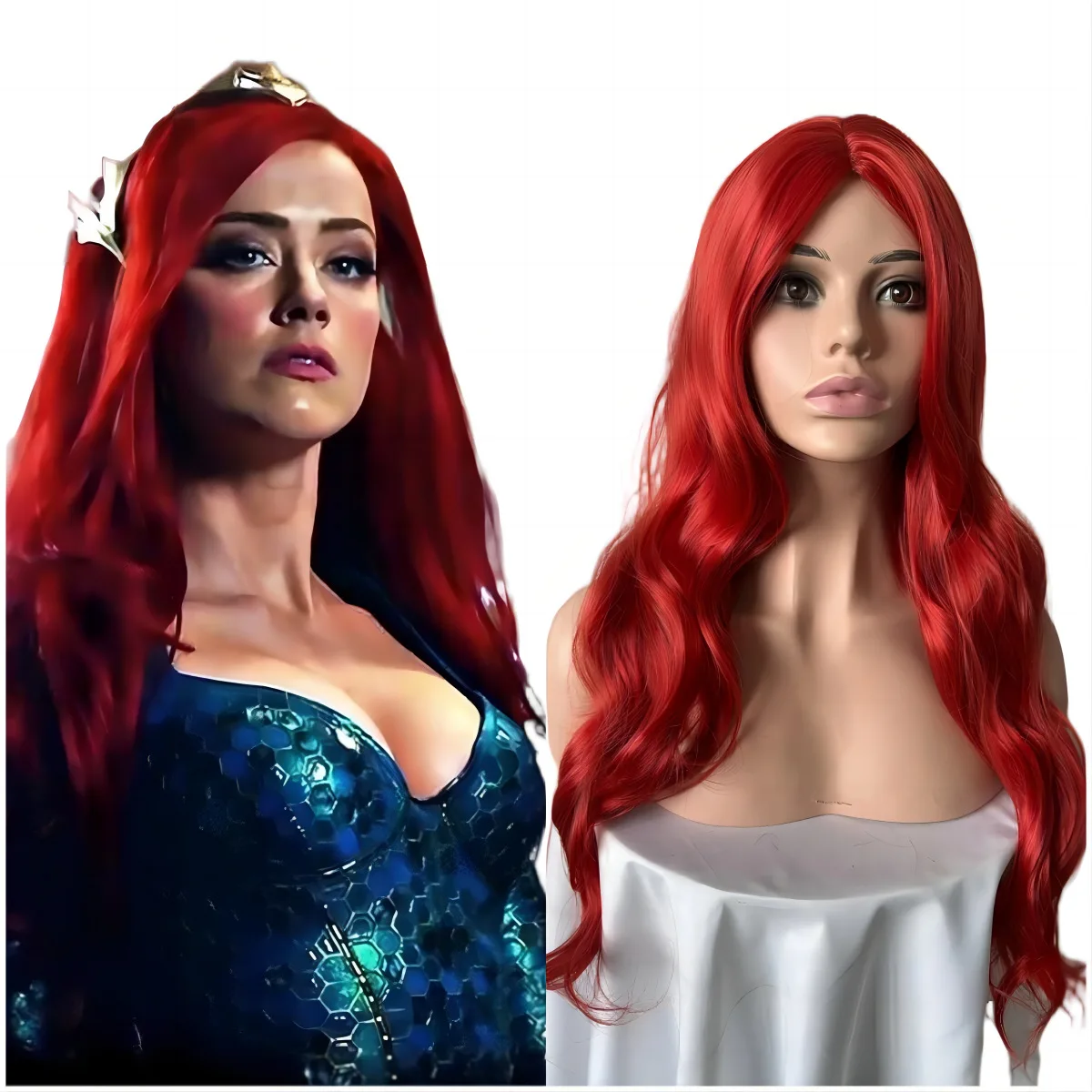 

Halloween Wig Women's European And American Sea King 2 Big Red Split Long Curly Hair Full Head Set Mermaid COS Anime 321580