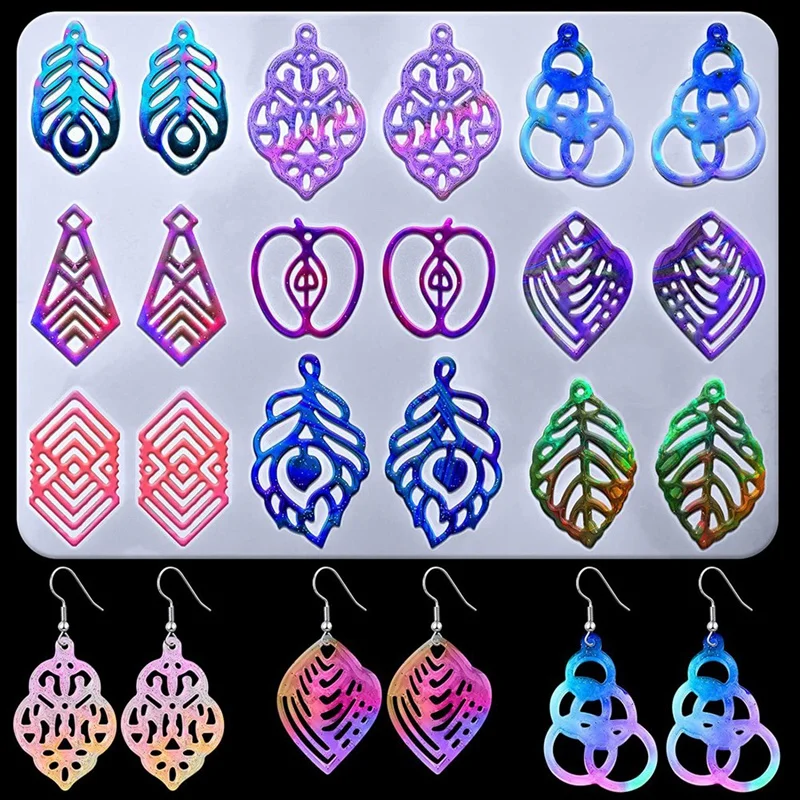 DIY Crystal Epoxy Mould High Mirror Earring Pendant Jewelry Silicone Mould