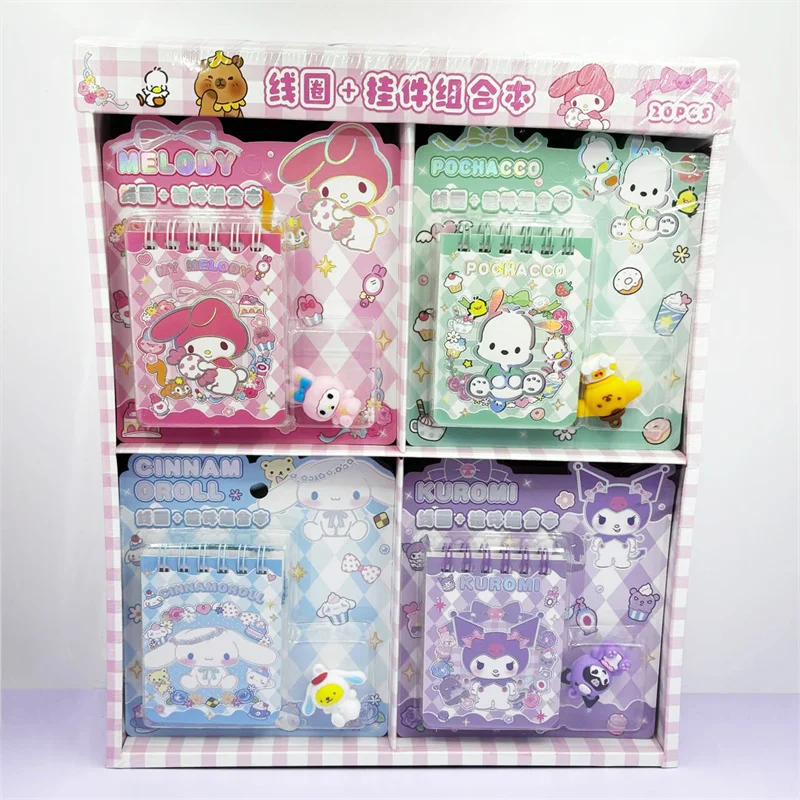 

20pcs/lot Sanrio Kuromi Melody Cinnamoroll Coil Notebook Cute Portable Note Book Diary Planner Stationery Gift School Supplies