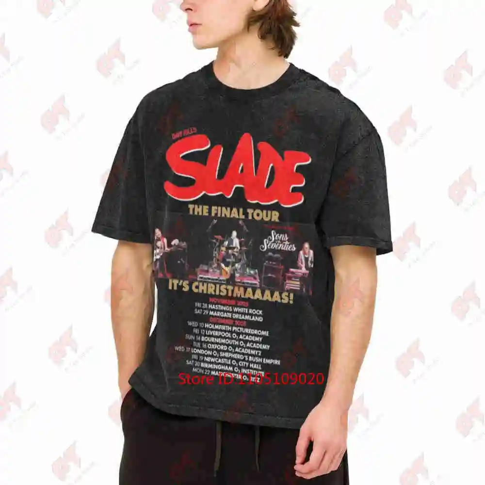 Slade Band The Final Tour Rock Vintage Washed Tee Pure Cotton T-Shirt
