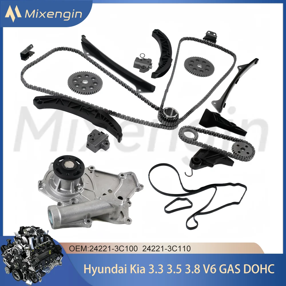 Engine Parts Timing Chain Kit With Water Pump For 06-13 3.3 3.5 3.8 V6 GAS G6DA G6DB G6DC Hyundai Azera Kia Sorento 24312-3C100