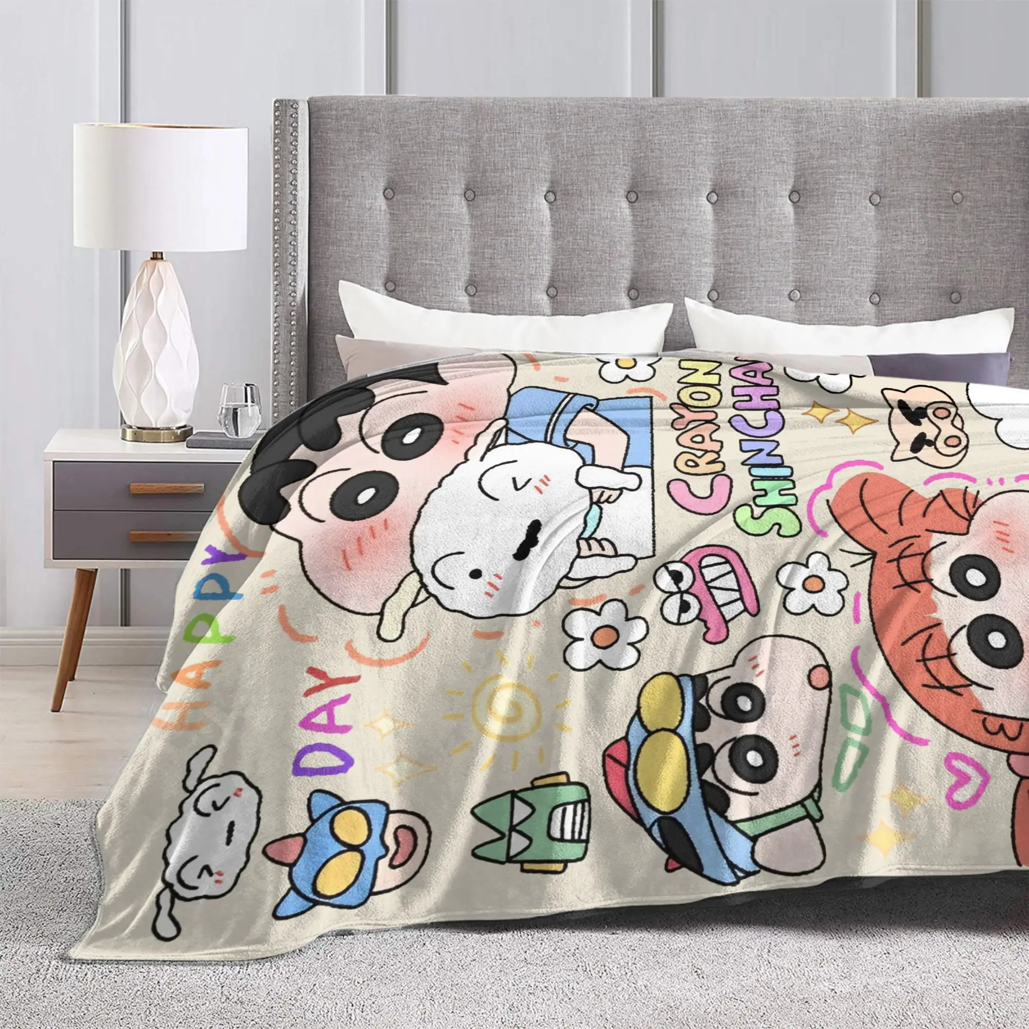 Kawaii تلوين شين تشان غطاء بطانية الفانيلا أنيمي شيرو نيني فائقة النعومة رمي بطانية للمنزل الأريكة السرير البساط #6