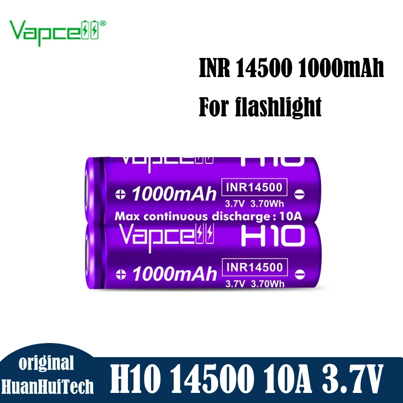 Original Vapcell H10 INR 14500 Battery 14500 1000mAh 10A 3.7V Rechargeable Lithium Ion Batteries For Shaver Toys