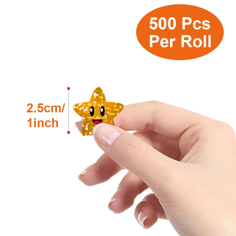 100-500pcs Self-adhesive Holographic Color Star Stickers for Kids Reward Chart Encourage Stickers Classroom Teachers Supplies