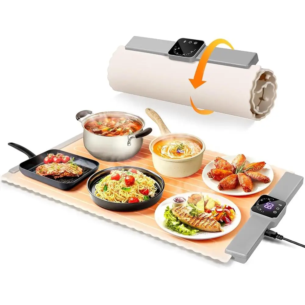 

Electric Food Warming Mats Countertop Warming Trays 5 Temperature Settings Fast Heating Large Capacity Buffets Parties Indoor