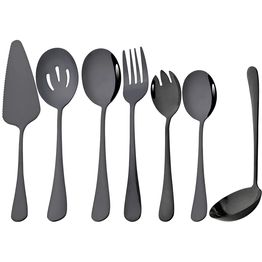 5/7Pcs Serving Utensils Dinnerware Set Buffet Catering Cutlery Flatware Serving Colander Spoons Fork Silverware Set