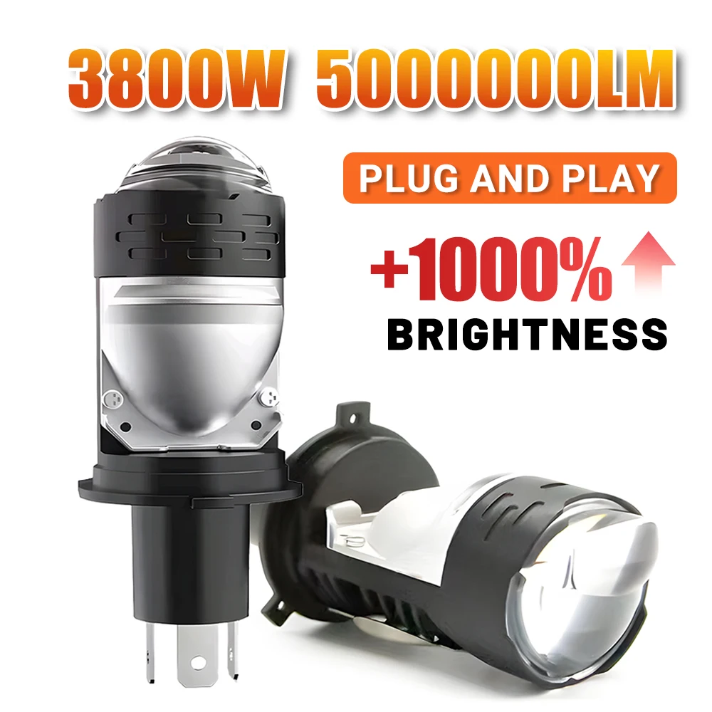 

H4 Bi Mini LED Projector Lens LHD RHD Car Bulbs Hi/Low Beam Auto Headlight 5000000LM Turbo Lamps Dual Motorcycle Plug&Play