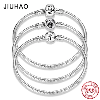 New 925 sterling silver bracelets round shape snake chain for women accessories fashion jewelry Valentine's Mother's Day gift