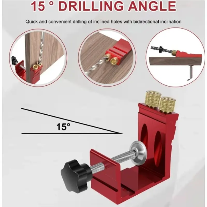 WCS-1Set Adjustable 15° Angled Hole Positioner Set, Woodworking Angled Hole Positioner, Drilling Positioner