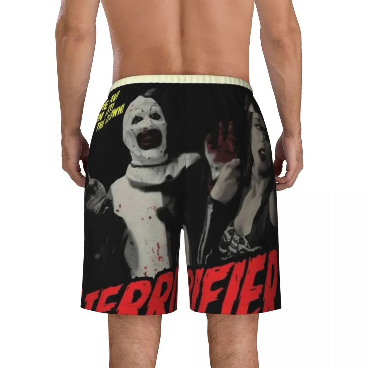 Gymshorts voor heren Terriifier Art The Clown Horror Poster Casual zwembroek Film Sneldrogend Sport Surf Grote maten strandshorts