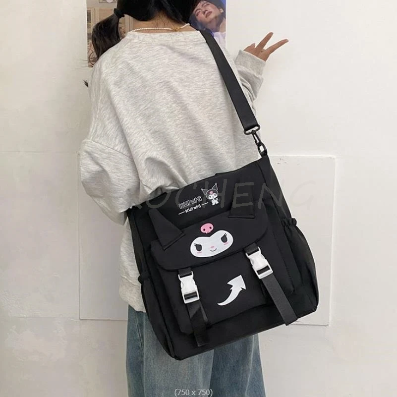 Lovely Kuromi Melody Fashion Unisex Large Capacity Shoulder Bag Japanese Harajuku  Messenger Bag Teenage Student Crossbody Book