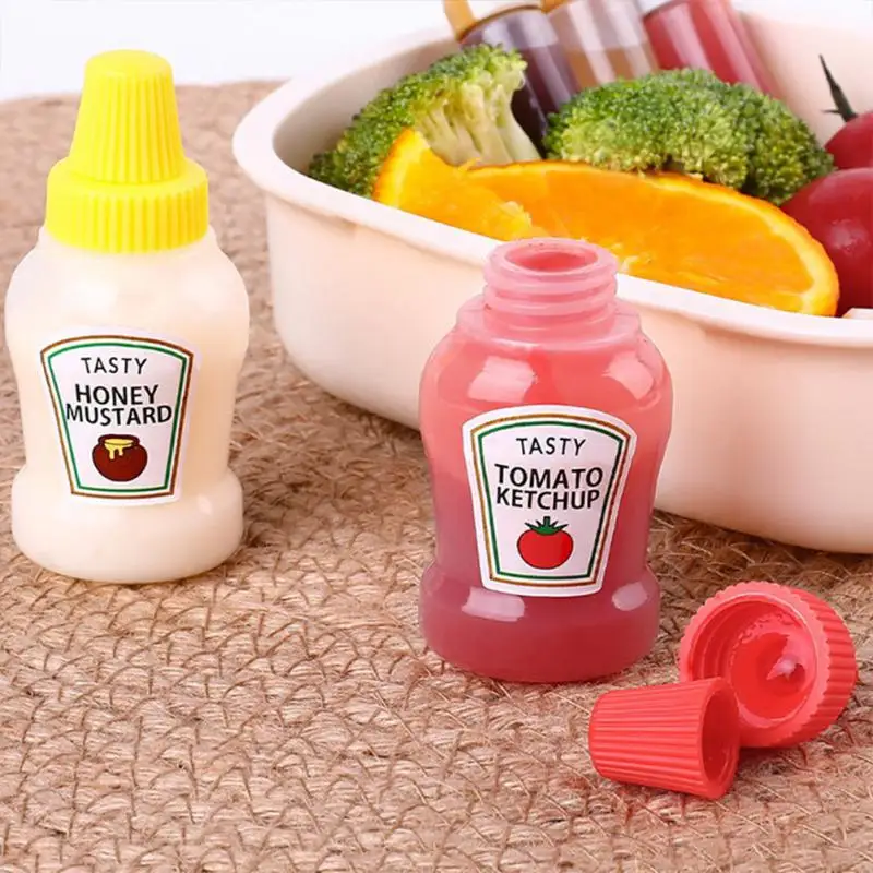 1~4SETS Salad Dressing Container Small Ketchup Bottle Kitchen Gadgets Spices Bottle Oil Dispenser Mini Squeeze Bottle Portable