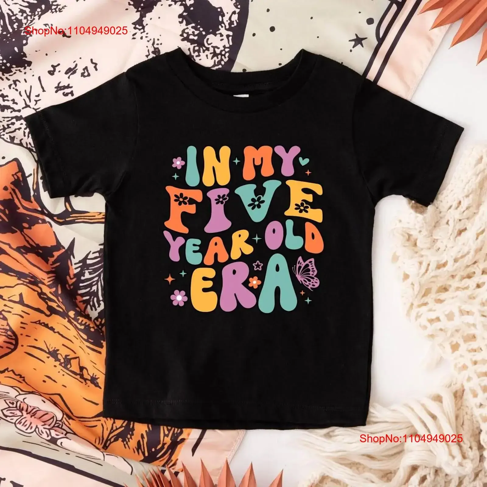 

In My Five Year Old Era T Shirt Birthday Kids Party CelebranT vintage Washed Top For Everyday Wear homme Casual Versatile