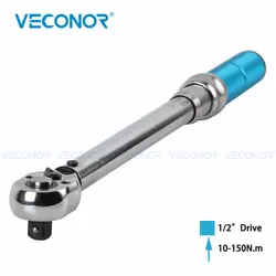 Torque Wrench 1/2 Inch Drive 10-150N.m with Quick Release Reversible Head Heavy Duty for Motorbike Bicycle Car Repair