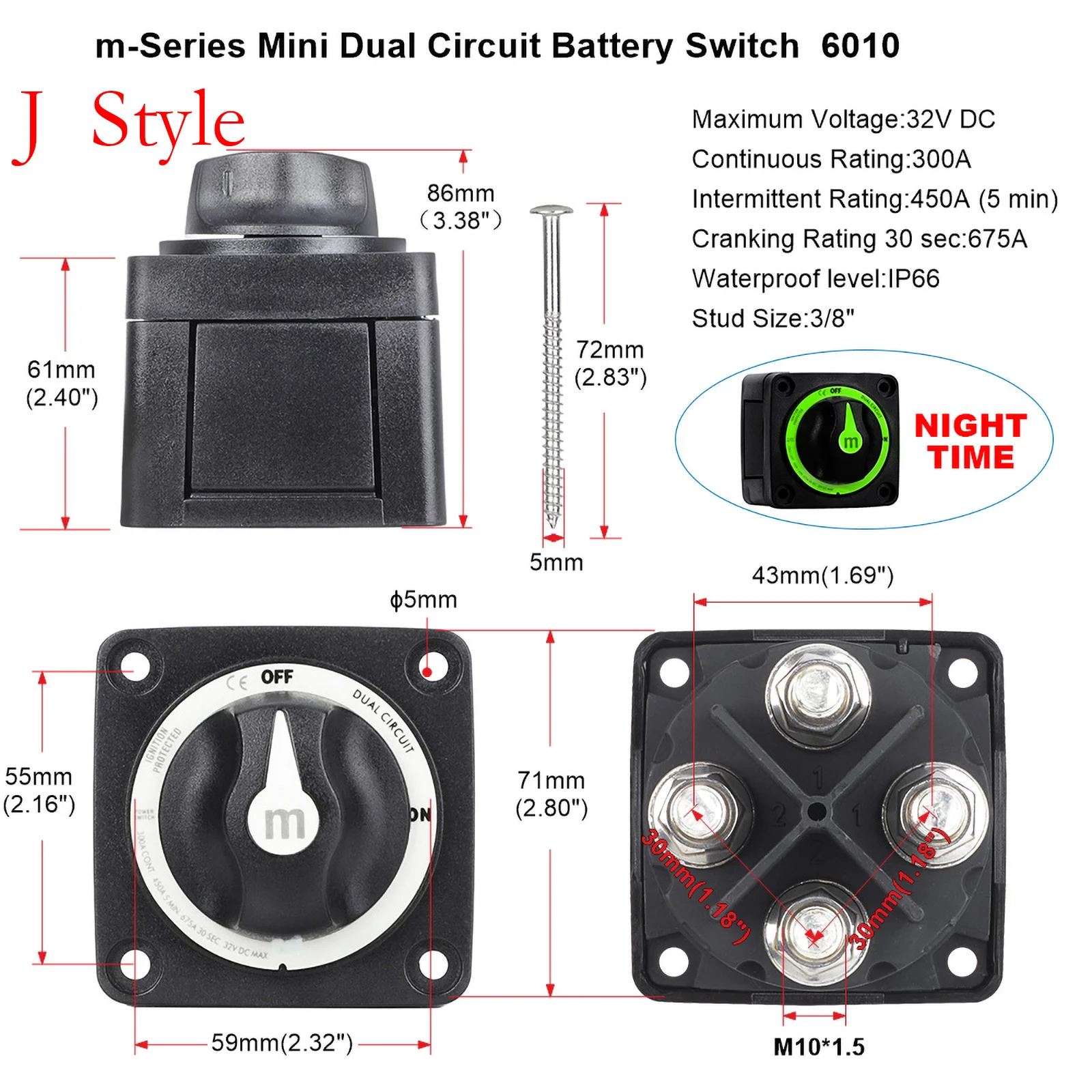 2 3 4 Positionen Massenschalter für 12V Batterie, 12V Batterietrenner, Kupplung, Drehschalter für Wohnmobil, LKW, Boot, 300tdi – Detail 10