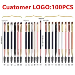 100pcs Customized LOGO Double Head Eyebrow Brush Eyelashes Cosmetics Makeup Brushes Eyeliner Makeup Brush Tools