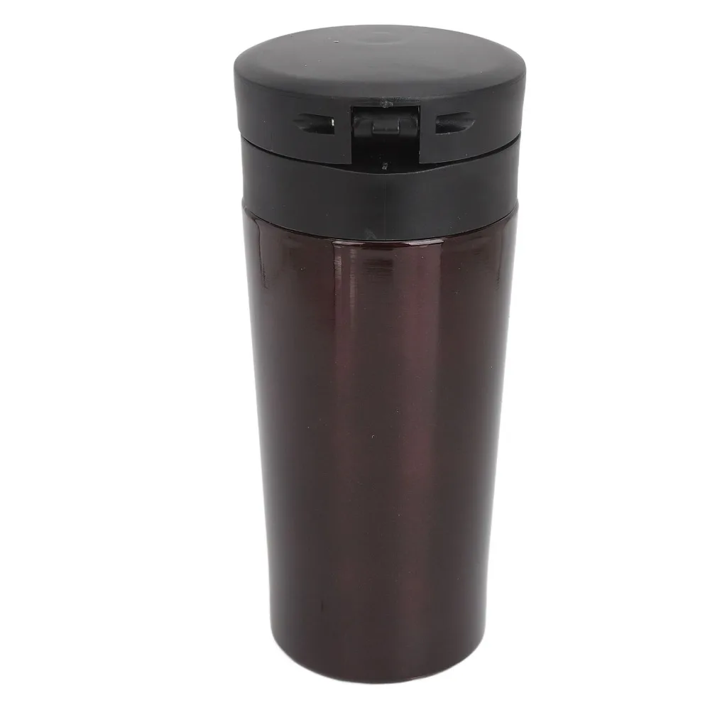 Dual Layers Insulated Coffee Cup Vacuum-Sealed 380ml Capacity Stainless Steel Coffee Mug Snap Flip Lid Leak-Proof