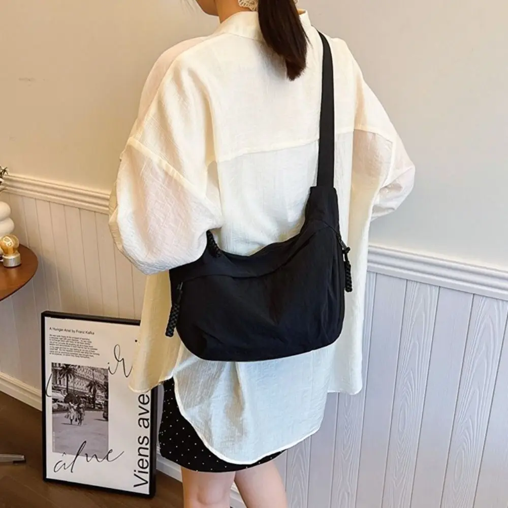 

Washed Large Capacity Women Shoulder Bag Casual Solid Color Dumpling Bag Nylon Korea Crossbody Tote Travel