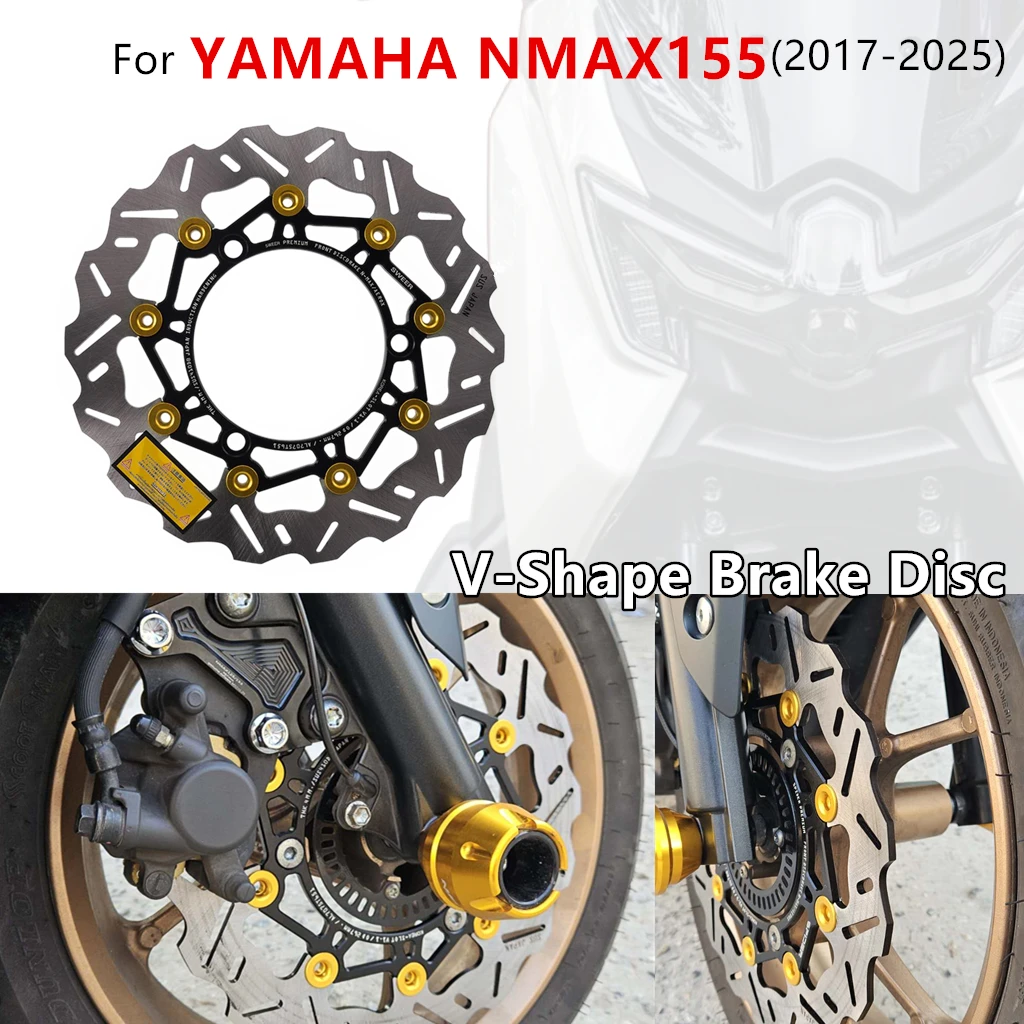 

Motorcycle Accessories 267MM Front Brake Disc Floating V-Shape Disc Rotor Modified For YAMAHA NMAX155 2017-2025 2024