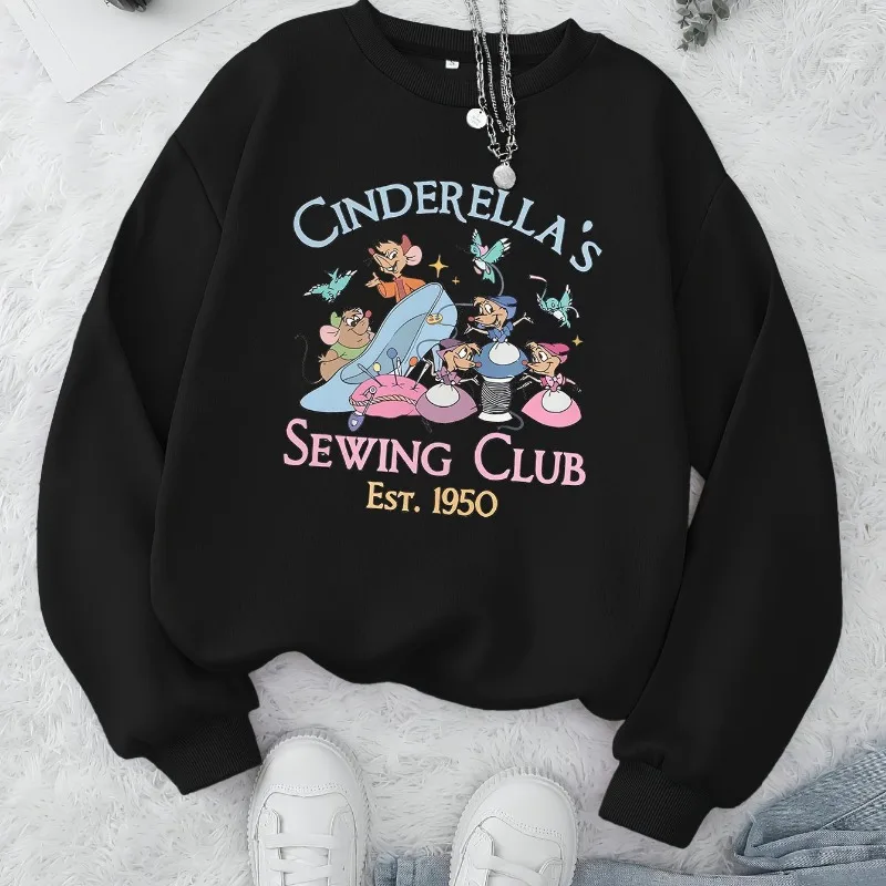 ديزني سندريلا الخياطة نادي ريترو 1900 نمط المرأة هوديي شتاء جديد غير رسمي موضة الرجال والنساء ملابس الشارع #1