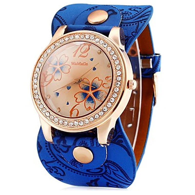 Relojes Womage para mujer, relojes de moda con esfera grande, relojes de cristal para mujer, reloj de cuarzo con banda de cuero para mujer, reloj para mujer
