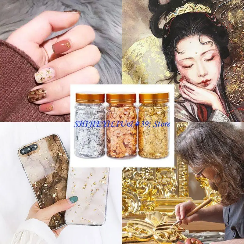 E21F 3 Colors Metallic Foil Flakes Sequins Glitters for Resin Painting Arts Art