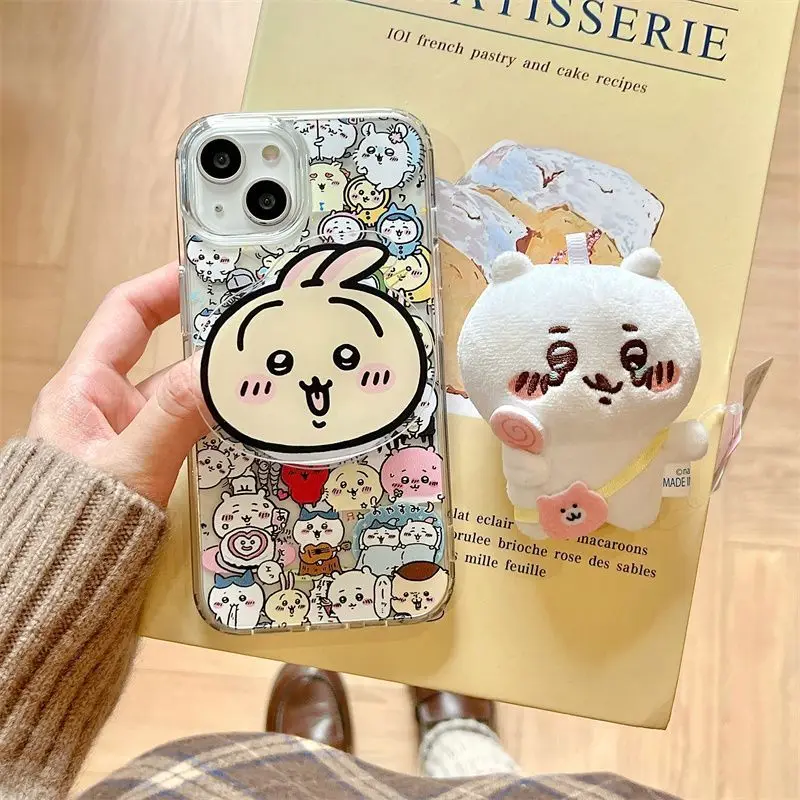 

Anime Chiikawa Usagi Adhesive Retractable and Rotatable Phone Airbag Stand Cartoon Couple Mobile Phone Accessories