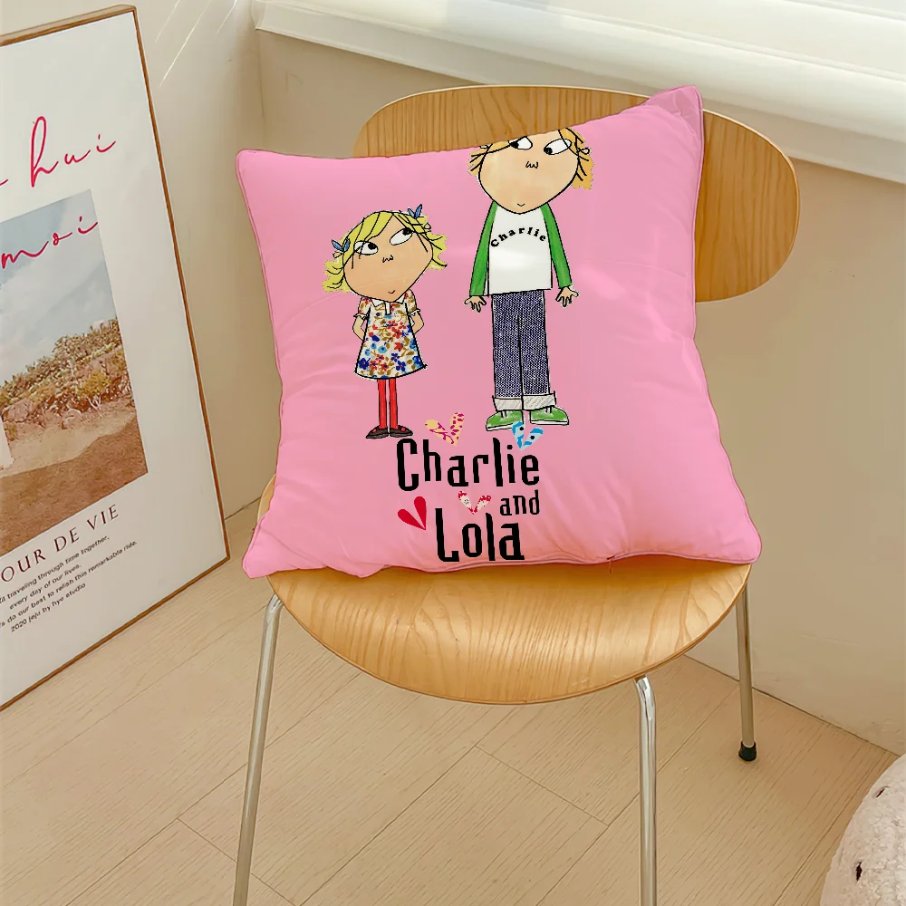 Cartoon CHARLIE AND LOLA Pillow Case Sofa Decorative Home Double-sided Printing Short Plush Cushion Cover