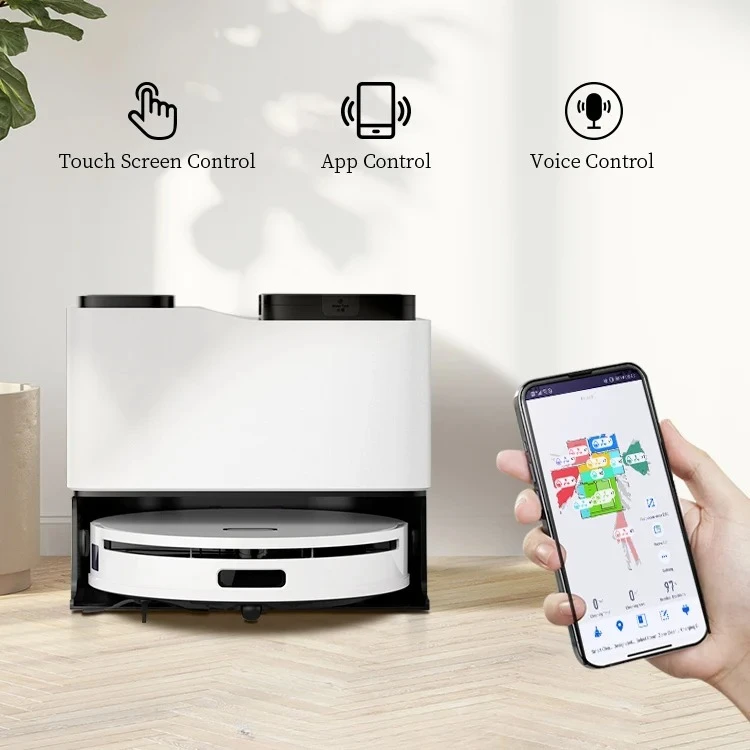 Robot Aspiradora  Floor Cleaning Robot 5000pa Rotary Smart Robot Vacuum Cleaner With Self-Emptying Dustbin Mopping Function