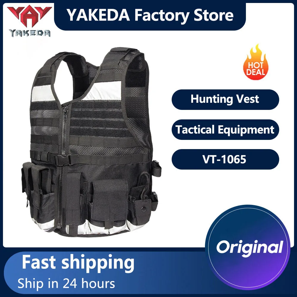 YAKEDA Hunting Vest Stab Resistant Tactical Vest Multifunctional Equipment Training Clothing Wear-Resistant High Reflective Vest