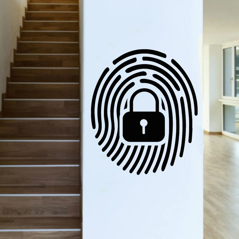 Creative Fingerprint Unlock Wall Stickers Private Secret Lock Vinyl Wall Decal Confidential Thumbprint Sticker Door Decoration