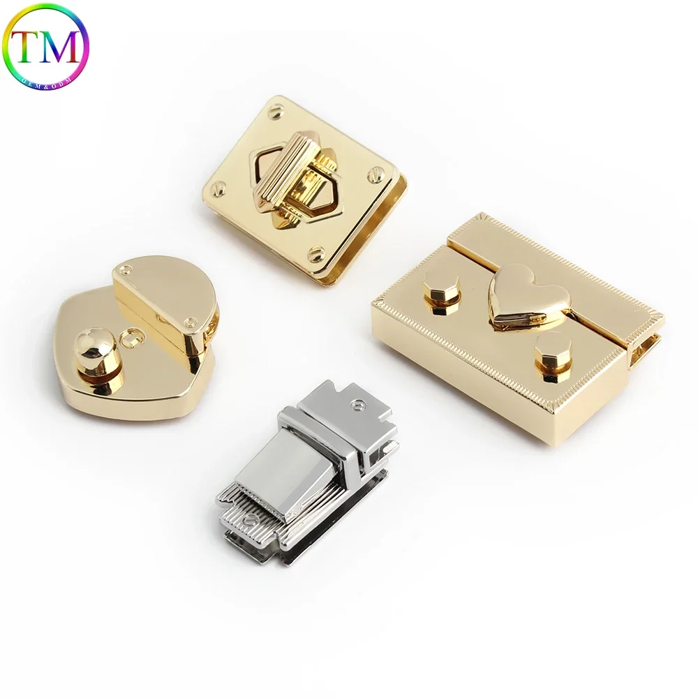 

Gold Silver Rectangle Clasp Turn Lock Twist Lock Closure Bag Buckle for DIY Women Bag Handbag Purse Hardware Luggage Accessories