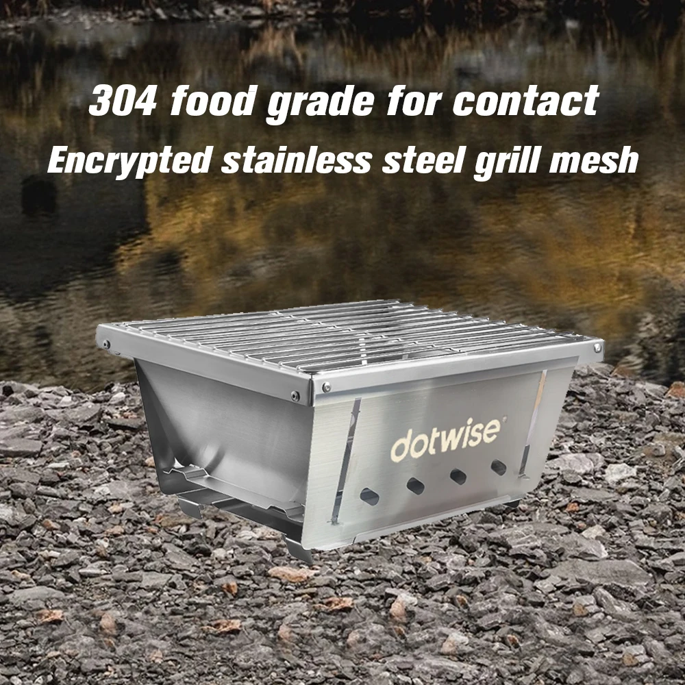 Dotwise Outdoor BBQ Grill Portable Folding Camping Stove IGT Table Stove 304 Stainless Steel Barbecue Grill