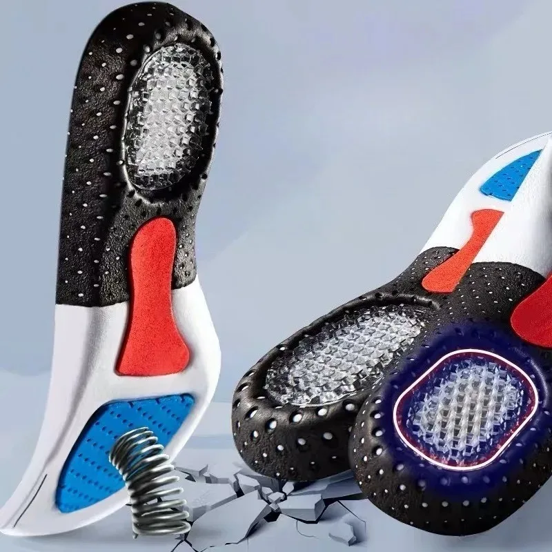 Men Thick Silicone Sports Insoles Shock Cushion Breathable Sweat Wicking Inserts for Running Basketball Sneakers