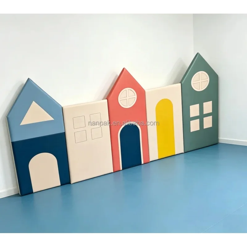 House-shaped Kids Wall Padded Play Panels, Soft Foam Interactive Wall Game Panels for Playroom, Nursery, Preschool Classroom