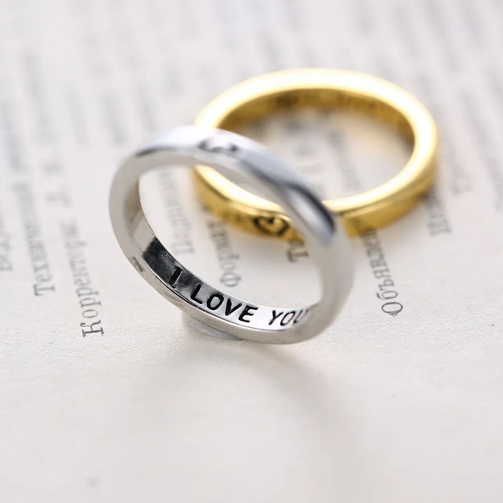 

I LOVE YOU Letter Heart Symbol Couple Rings for Woman Men Simple Silver Color Rings Friendship Lovers Engagement Jewelry