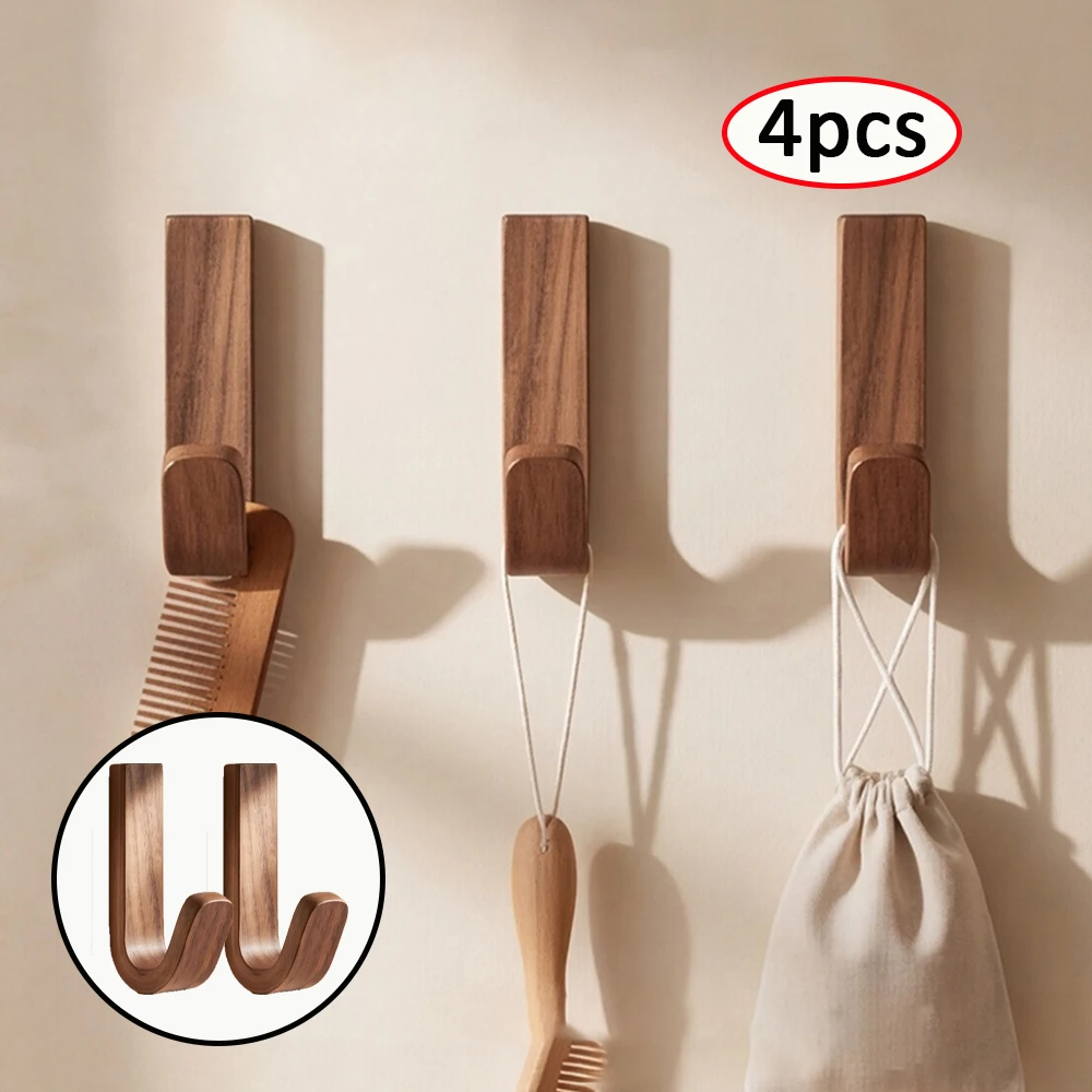 Natural Wooden Wall Mounted Coat Hooks Decorative Home Organizer for Key Clothes Robe Handbag Scarf Towel - Rustic Wood Hook