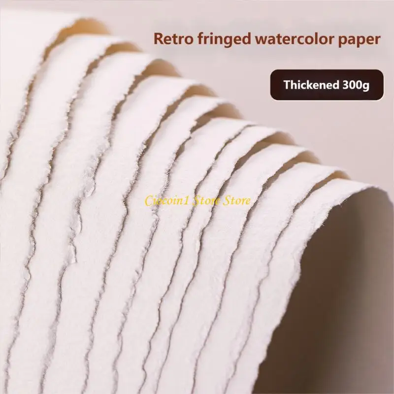 A3PC 10 Sheets 300g Cotton Deckle White Paper Multipurpose Use For Sketching