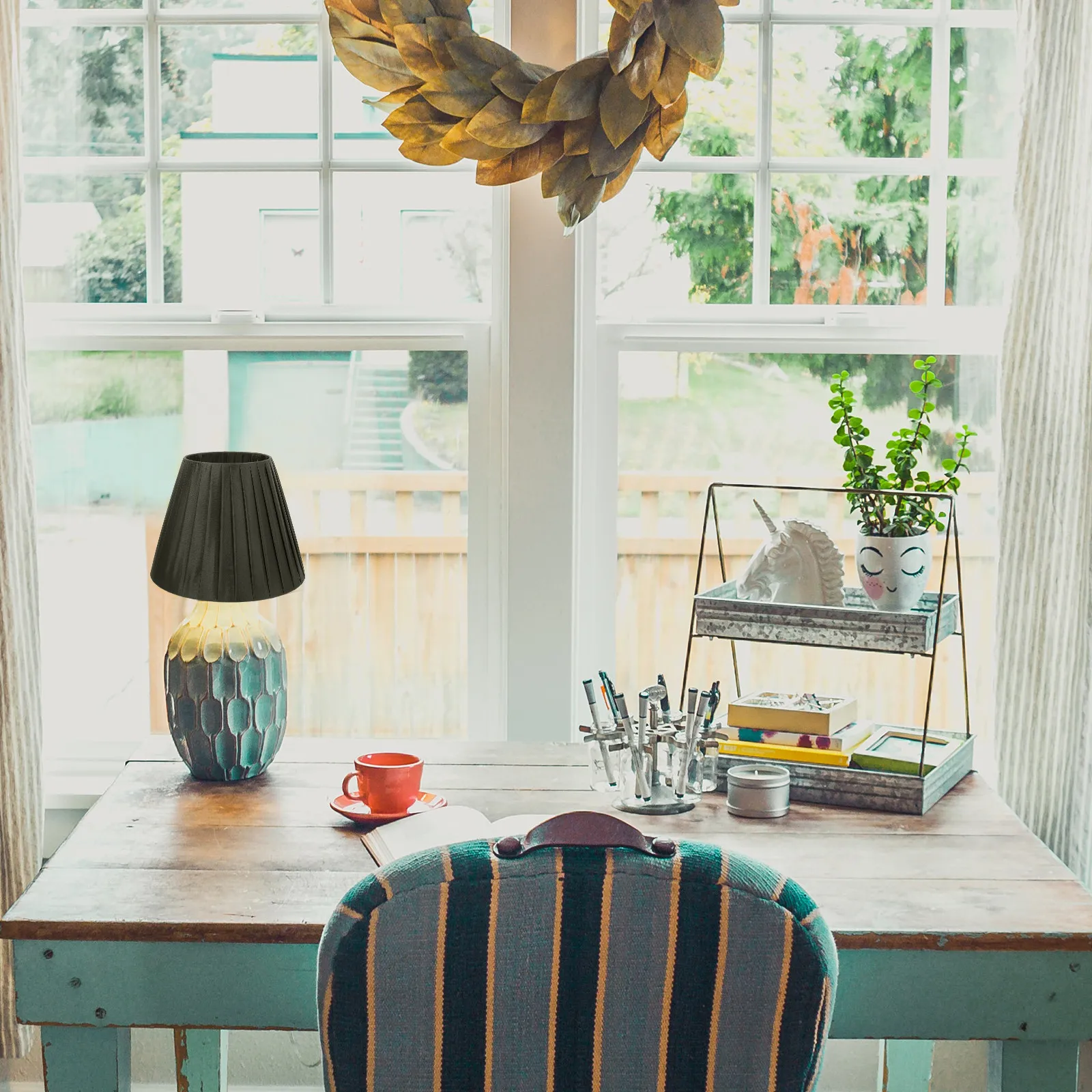 

Современный плиссированный абажур для настольных и напольных светильников, легкий тканевый металлический плафон для дома, отеля, спальни, гостиной