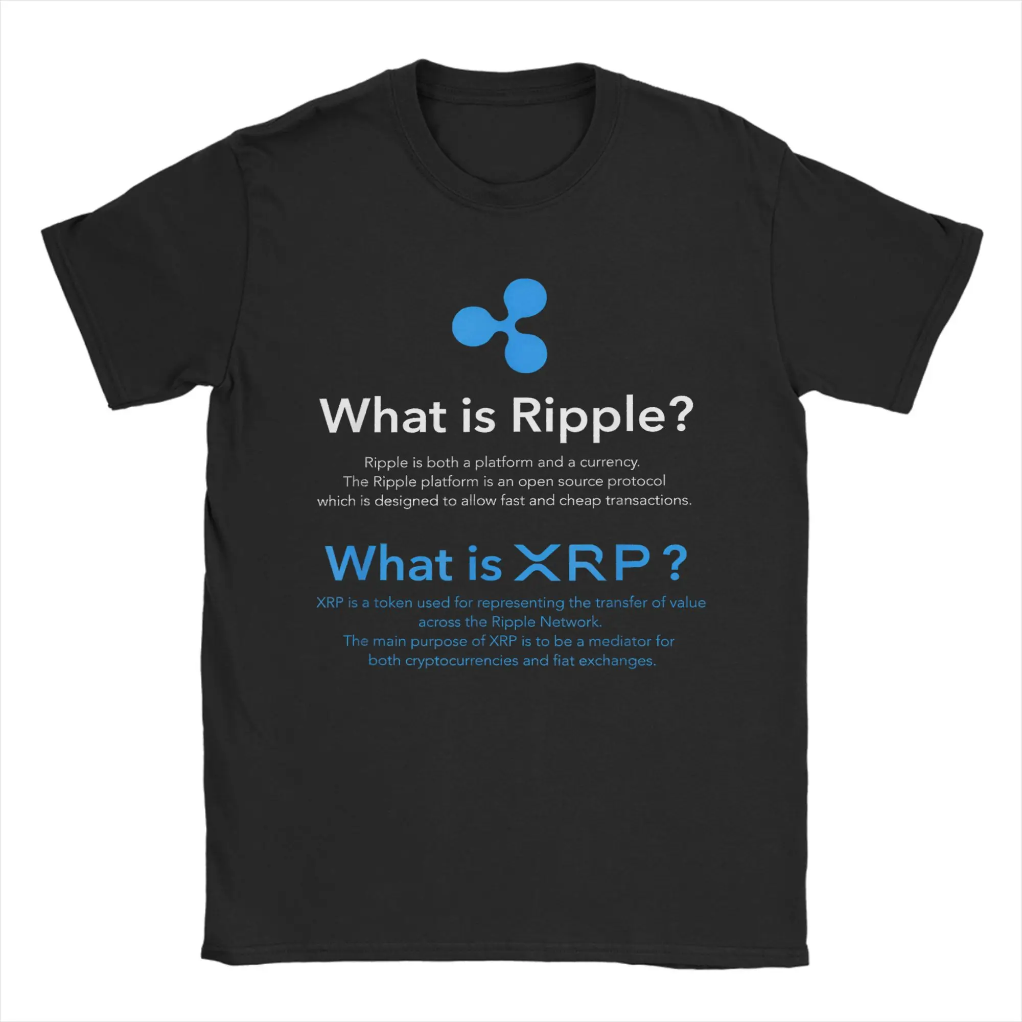 XRP Ripple DEFINITION Crypto Coin In Blockchain Technology Cotton T-Shirt For Men Summer T-Shirts O Neck Tee Shirt Clothing