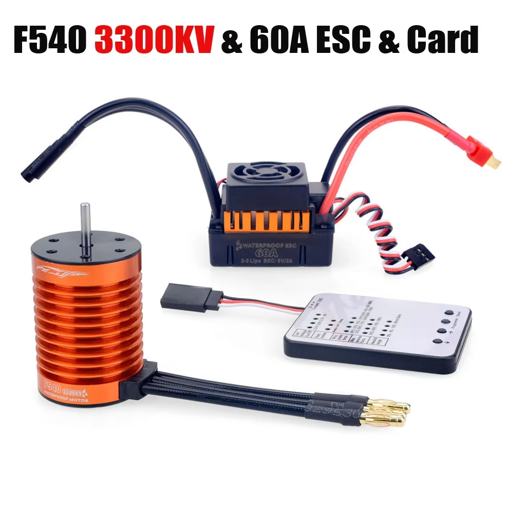1:10 1:12 1:14 RC Deel Waterdicht F540 3300KV 4370KV Borstelloze Motor W/60A ESC voor Wltoys 144001 124019   RC 124018   Vrachtwagenbuggy