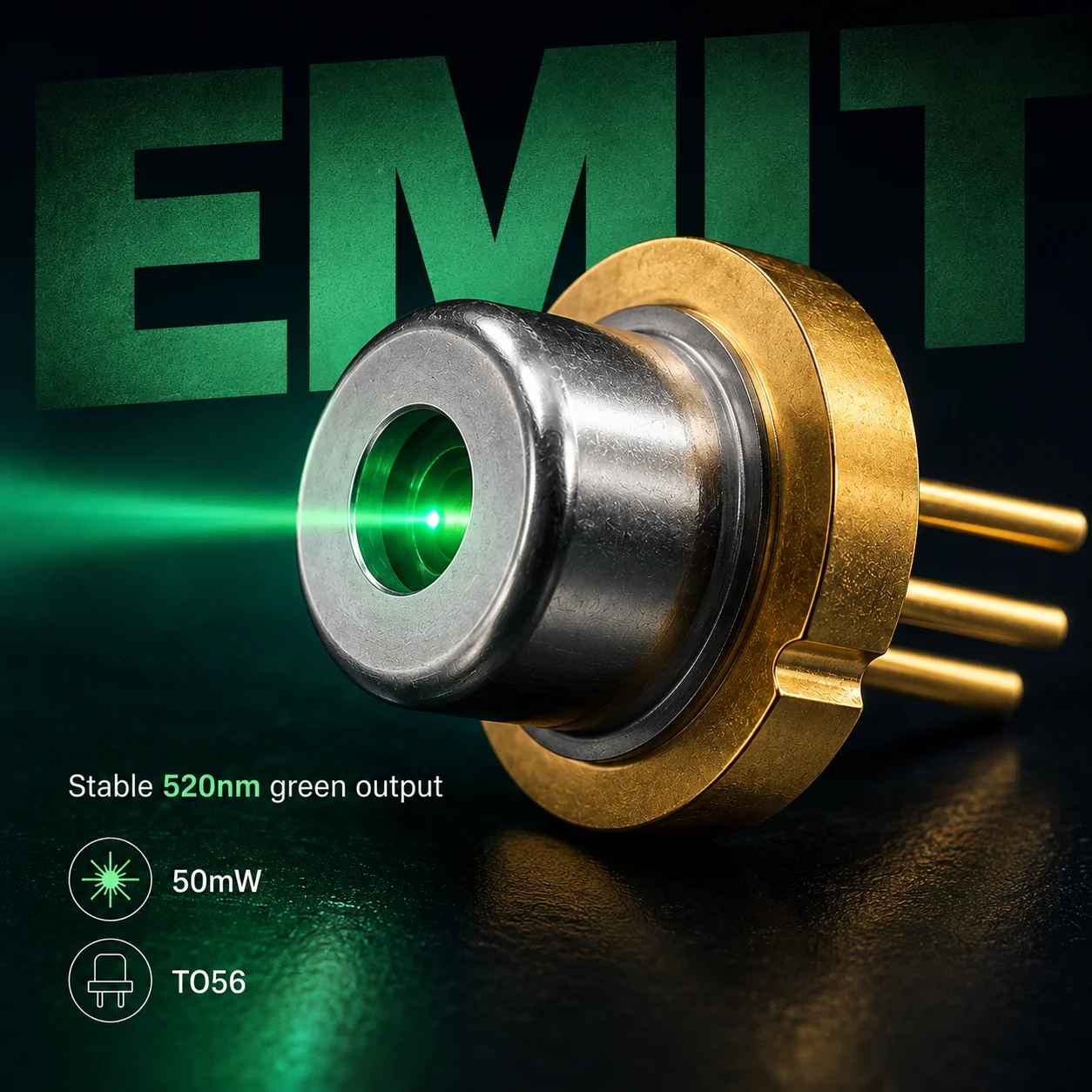 ZhonNa 520nm 50mW Green Laser Diode Module ZN-LDG-003 DIY Optics Sensor Light Emitting Tube TO56 LED Electronic Design Accessori