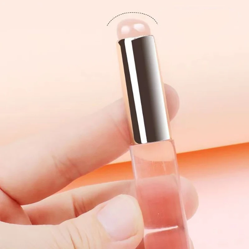 Pincel pequeño redondo de silicona para labios, pincel suave con cubierta, aplicación de lápiz labial profesional, herramientas cosméticas de maquillaje para niñas y mujeres